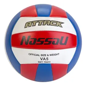 PELOTA DE VÓLEY NASSAU ATTACK SOFT TOUCH  CUERO COSIDO TRICOLOR IMPORTADA