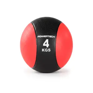 PELOTA MEDICINE BALL C/PIQUE x 4 KG. CAUCHO NEGRO Y ROJO (PT)