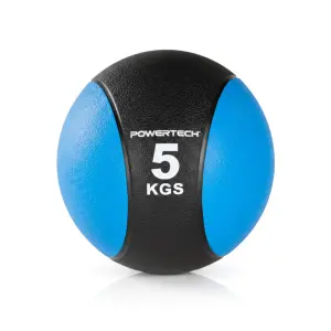 PELOTA MEDICINE BALL C/PIQUE x 5 KG. CAUCHO NEGRO Y AZUL (PT)