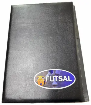 PIZARRA TÁCTICA FUTSAL TIPO CARPETA MAGNÉTICA C/ IMANES TAMAÑO A4 SIMIL CUERO